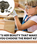 Girl using the Old School Vintage Hasp And Padlock Set Bronze Zinc Alloy Decorative Latch Kit for woodwork project.