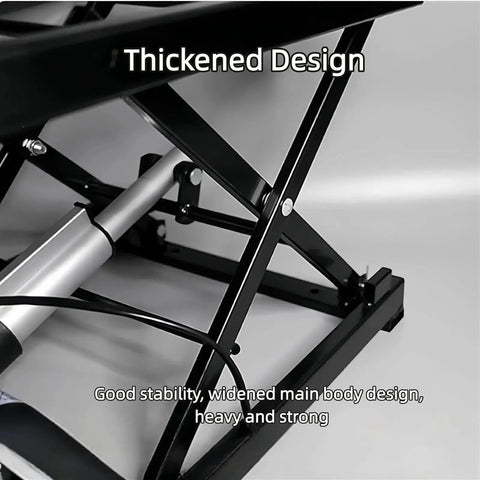 Premium Electric Scissor Lift Table With Folding Top For Small Spaces Heavy Duty Lift Off Coffee Table frame close-up, showing thickened design.