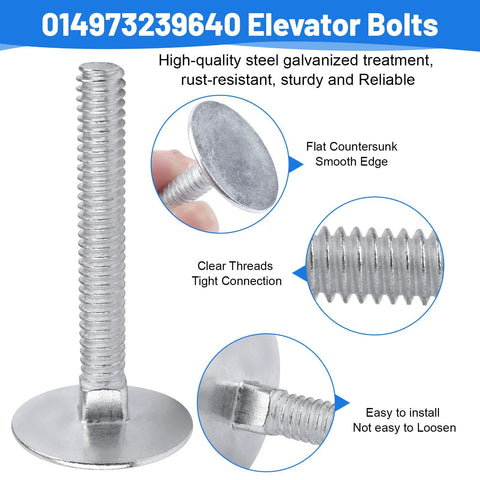 Elevator bolts set, zinc-plated, 1/4-20 x 2 in, flat-head, 10-piece