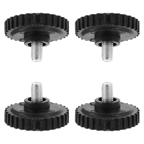 Heavy Duty M8 Screw On Rubber Furniture Levelers Four Pack with solid floor grip and anti-slip glides, rubber feet with steel inserts.