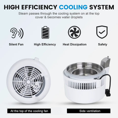 No Fuss Everyday Home Water Distiller 1 Gallon Maker 750W Power 4L Capacity cooling system with fan and stainless interior