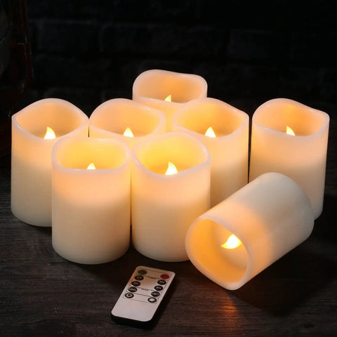 Flameless Pillar Candles Set Of 12 With Remote Control Battery Operated Real Wax Led Candles 3 Inch Diameter By 4 Inch Height