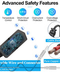 Advanced safety features of No Fuss Heavy Duty Plug And Play Car Jump Starter Power Cord Replacement Charger Adapter 15V 1A.