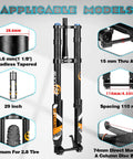 Electric Mountain Bike Front Fork With Air Suspension For 26, 27.5, And 29 Inch Wheels Inverted Design Thru Axle Boost