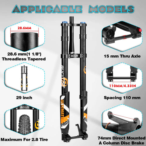 Electric Mountain Bike Front Fork With Air Suspension For 26, 27.5, And 29 Inch Wheels Inverted Design Thru Axle Boost