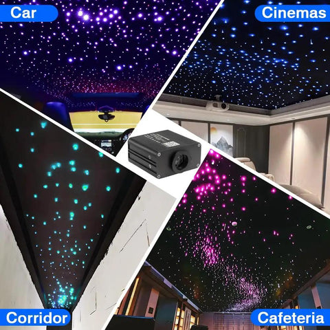 Starlight Headliner Kit Dope RGBW Fiber Optic Lights For Car And Home Ceiling Decor with Music App and Remote Control shown in various settings