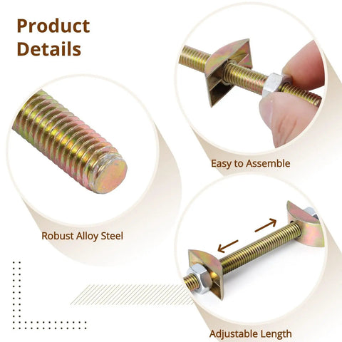 20 Piece Heavy Duty Alloy Steel Furniture Connectors And Bed Rail Fasteners With Drawbolt Flip Lock Mechanism For Hella Secure Woodworking Joints And Home Repair Tasks close-up of robust alloy steel connector with easy assembly features