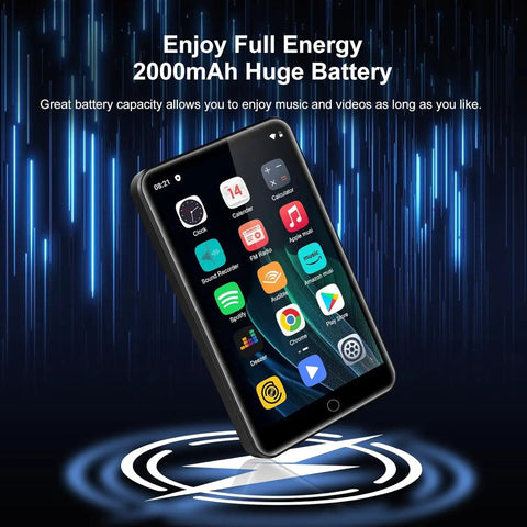 All In One Bluetooth WiFi MP3 Player With Android OS 4 Inch Touch Screen 80GB Storage Spotify Music and Video Player on display