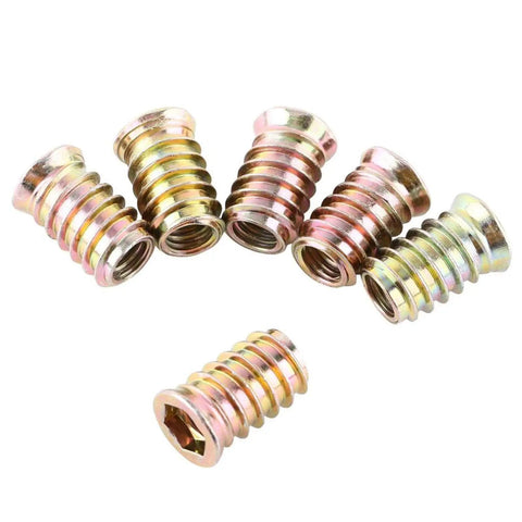 20 Piece M6 Screw In Nut Threaded Wood Inserts For Rock Solid Furniture Assembly Zinc Plated Hex Socket Kit No Sweat Install Heavy Duty Quick Repair Tool Set