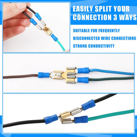 All In One 36 Pcs Electrical Quick Splice Wire Terminals Kit With Piggyback Spade Connectors and Gold Tabs in use