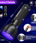 Front view: Vansky 68-LED UV flashlight for automotive AC leak detection, black handheld tool with textured grip
