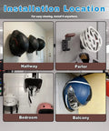 Heavy Duty Bike Helmet Wall Mount With Two Key Hooks Solid Wood Base And Steel Frame Rugged Gear Hanger displayed in various rooms