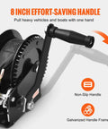 Heavy Duty Hand Boat Winch With 1600 Lb Capacity, 33 Ft Polyester Strap, Two Way Ratchet, Manual Crank Tow Winch For Trailers, Boats And ATVs That Delivers Beast Mode Performance In Any Weather, 8-inch handle