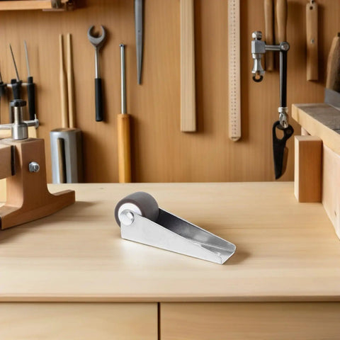 Rock Solid Heavy Duty TPE Rubber Gate Wheel Caster Set Glides Like Butter With 0.8 Inch Thickened Non Slip Sliding Barn Door Wheels For Wooden Doors And Furniture Silent Rollers on a wooden workbench.