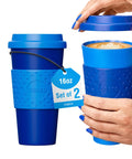 Next Level Insulated 16 Oz Travel Mugs Set Of 2 With Spill Resistant Lids, deep navy, BPA free, ideal for hot and cold drinks.