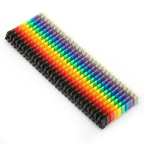 Colorful Clip On Wire Marker Tubes 0.1 x 0.1in Digital Number Cable Markers, arranged in rows of various colors