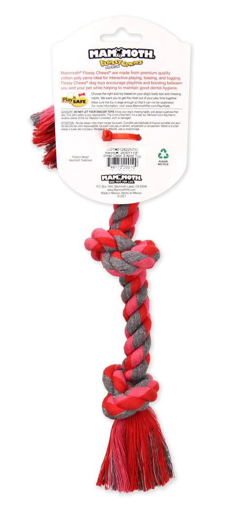 Flossy Chews Color Rope Tug For Dogs, Premium Cotton Poly Tug Toy For Interactive Play And Chewing, 15-inch knotted rope with tag