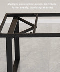 Close-up of Heavy Duty Removable Desk Legs With Two Tier Storage Shelves Slick Metal Table Frame, showcasing multiple connection points.