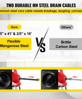 Automatic Power Drain Snake And Heavy Duty Pipe Dredge Machine With Rust Resistant Manganese Steel Coil comparing flexible and brittle steel cables.