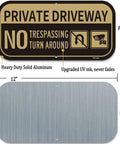 Ashoaza private driveway sign, 12x6 in aluminum, two-pack; front reads NO TRESPASSING, back shows brushed metal.