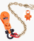 2-Ton Snatch Block With G80 Chain And Swivel Shackle 3 Inch Sheave For 3/8 Inch Wire Rope Heavy Duty Tow Truck Recovery Pulley