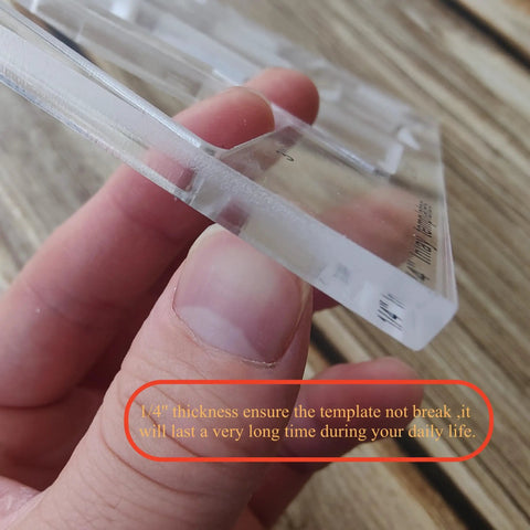 Rock Solid Acrylic 8 In 1 Bowtie Butterfly Router Template Jig Kit Woodworking DIY Inlay Guide shown from the side demonstrating thickness.