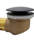Coarse Thread One And A Half Inch NPSM Mushroom Tip Toe Bathtub Drain Stopper Matte Black With Full Coverage Cap, side view.