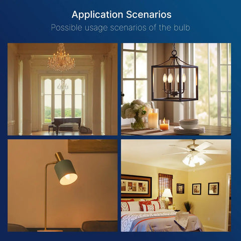 Application scenarios for Dimmable LED Candelabra Bulbs 60W Equivalent B11 Chandelier Lights with E26 Base