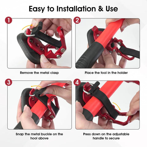 Step-by-step installation of magnetic shovel holder for trucks and SUVs, no drill quick release roof rack mount setup.
