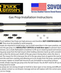 Gas Prop Installation Instructions with Truck Upfitters gas struts and mounting hardware for camper shells.