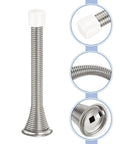 12 Pack Spring Door Stopper With Rubber Bumpers And Screws For Bottom Of Door Wall Protection Built To Last Steel Nickel Finish 3.75 Inch Length Prevent Scuffs And Door Slams