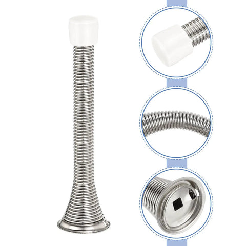 12 Pack Spring Door Stopper With Rubber Bumpers And Screws For Bottom Of Door Wall Protection Built To Last Steel Nickel Finish 3.75 Inch Length Prevent Scuffs And Door Slams