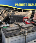 Heavy Duty Car Battery Terminal Connectors With Anti Corrosion Washers Galvanized Iron shown on a vehicle battery with wrench.
