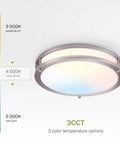 10 Inch Round Flush Mount Ceiling Light With 3 CCT Dimmable LED Fixture Energy Star ETL Listed Low Profile Double Ring Nickel