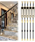 Built Tough Aluminum Stair Spindles With 270 Degree Pivot Brackets For Deck Or Patio DIY Railings Plus Ten Flexible Baluster Posts on modern staircase.