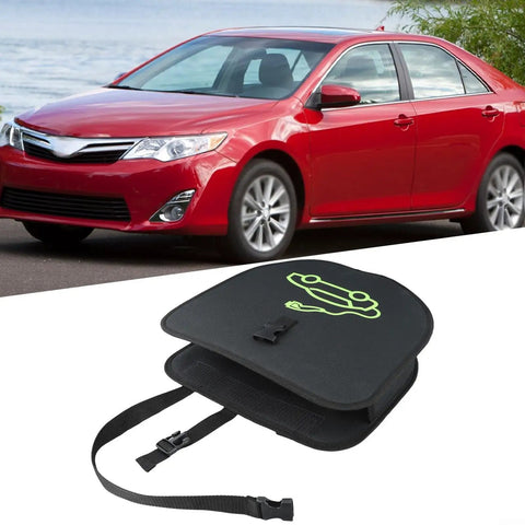 Heavy Duty Electric Vehicle Charging Cable Organizer Bag With Secure Seat Back Straps Stores 5 To 15 Meters Of Plug In Cords on display with a red car.