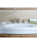 Victorian Style Widespread Bathroom Faucet In Brushed Nickel And Polished Brass Finish, Solid Brass Construction