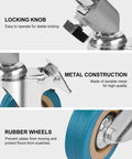 Professional Light Stand Wheels Set 0.9 Inch 22mm Diameter Swivel Casters with Rubber Wheels, Metal Construction, Foot Brake Lock