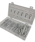 Cotter Pins 150 Piece Assortment Kit Spring Clips Retainer Pins For Hitches Machinery Tractors Farm Equipment Engines Trucks Cars And Garden Easy Locking No Slip Quick Install And Safe Disassembly Must Have For Any Quick Fix, assorted sizes in plastic case