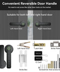 Smart Lever Door Lock With Fingerprint And Keyless Entry, Tuya App Control, Bluetooth touchscreen digital door knob parts