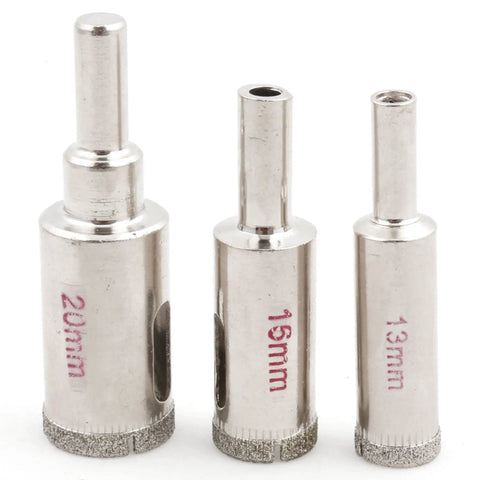 Professional Diamond Tipped Drill Bit And Hole Saw Set Built Tough For Masonry Stone Tile Granite Marble Glass 13 16 20mm bits with shanks.