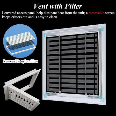 Top Shelf Aluminum Louvered Access Panel With Built In Filter For Drywall Vent And Attic Inspection Door 18x24 Inch with removable nylon filter.