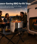 Portable 14 Inch Folding Campfire Grill With Carry Bag Stainless Steel Charcoal Grill for camping near RV with carry bag