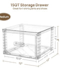Real Slick Clear Stackable Closet Storage Drawers 4 Pack Medium Capacity 15 Quart Plastic Organizer Bins with dimensions 12x12x8.