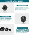 Big Ol 160Pcs Nylon Acorn Nut Set Kit Black Dome Nuts for Protecting Hex Bolts M3 M4 M5 M6 M8 M10 assortment display