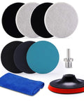 5 Inch Glass Polishing Pad Kit With Wool Felt Discs, 10 Pcs Buffing Pads And Backing Pad, M14 Drill Adapter