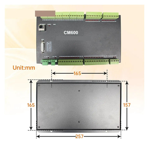 3/4/6 Axis Ethernet CNC Motion Control Card For CM300 CM400 CM600, DC 24V, RTCP Macro Programming, Mobile Control, top and side view