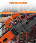 Beast Electric Hydraulic Rebar Cutter With 900W Motor 110V Cuts Up To Five Eighths Inch Rebar Size Five 4 To 16 Mm Heavy Duty Concrete Construction Tool With Blades Fast Cutting In 3 To 4 Seconds. orange hydraulic rebar cutter with ergonomic handle cutting steel bar