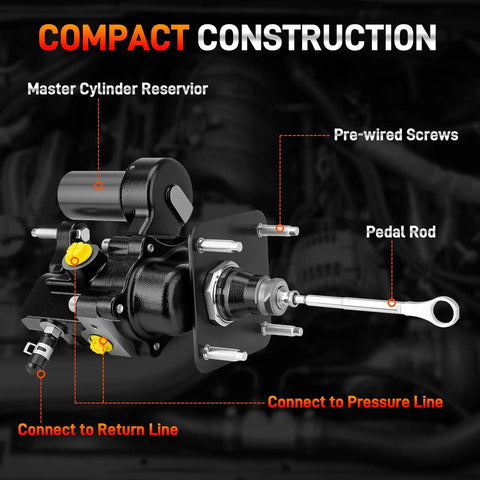 Hydraulic Power Brake Booster Replacement For Chevy And GMC Rigs And Suburbans 1997-2000 with labeled components