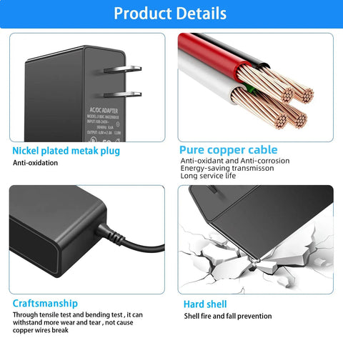 Details of 6V 2A Power Supply Cord For Elliptical Machines with nickel-plated plug, pure copper cable, durable shell, 1.8m length